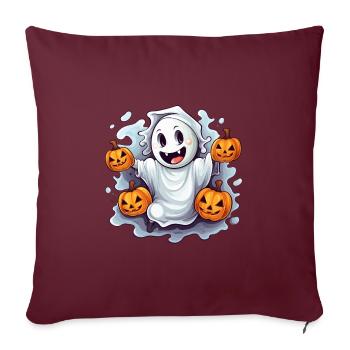 Drôle de fantôme d’Halloween avec lanternes de citrouille - Housse de coussin décorative 45 x 45 cm - bordeaux - Devant
