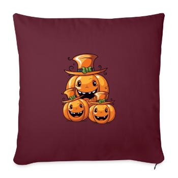 Drôle de citrouille familiale d’Halloween avec chapeau de sort - Housse de coussin décorative 45 x 45 cm - bordeaux - Devant