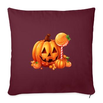 Citrouille d’Halloween mignonne avec des bonbons - Housse de coussin décorative 45 x 45 cm - bordeaux - Devant