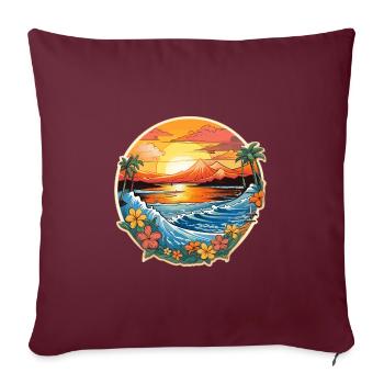Conception de planche de surf Surf Surf Hawaii Palm Trees Ocean - Housse de coussin décorative 45 x 45 cm - bordeaux - Devant