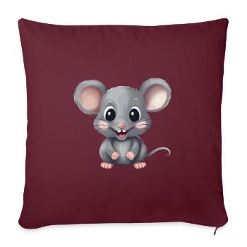 Niedliche Maus für Natur Nagetier Liebhaber - Sofakissenbezug 45 x 45 cm - Burgunderrot - Vorne