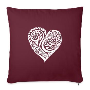 Ludique géométrique tatouage rayure coeur - Housse de coussin décorative 45 x 45 cm - bordeaux - Devant