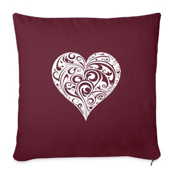 Géométrique ludique tatouage forme coeur - Housse de coussin décorative 45 x 45 cm - bordeaux - Devant