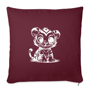 Tigre câlin pour enfants à rayures - Housse de coussin décorative 45 x 45 cm - bordeaux - Devant