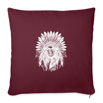 Chef Visage Plume Coiffe Plumes - Housse de coussin décorative 45 x 45 cm - bordeaux - Devant