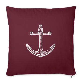Conception de marin de tatouage de skipper d'ancre vintage - Housse de coussin décorative 45 x 45 cm - bordeaux - Devant