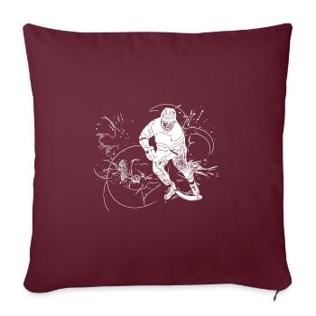 Motif de fan de joueur de hockey sur glace - Housse de coussin décorative 45 x 45 cm - bordeaux - Devant