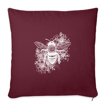 Mignonne petite abeille sur une fleur - Housse de coussin décorative 45 x 45 cm - bordeaux - Devant