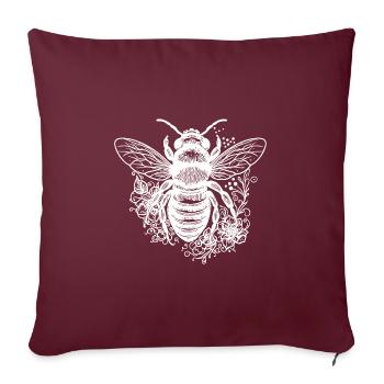 Abeille volante parmi les fleurs fleurs - Housse de coussin décorative 45 x 45 cm - bordeaux - Devant