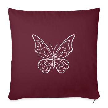 Style de ligne de tatouage joli papillon - Housse de coussin décorative 45 x 45 cm - bordeaux - Devant