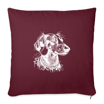 Portrait mignon teckel pour maman teckel - Housse de coussin décorative 45 x 45 cm - bordeaux - Devant
