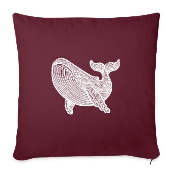 Grande baleine plongeuse Vintage créature de mer - Housse de coussin décorative 45 x 45 cm - bordeaux - Devant