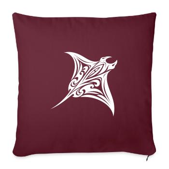 Tribal Manta Ray Style Diver Fan Tattoo - Housse de coussin décorative 45 x 45 cm - bordeaux - Devant