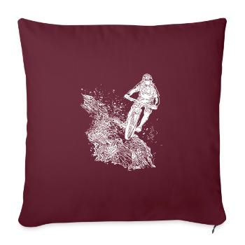 Vététiste, vélo, montagne, gravier, descente - Housse de coussin décorative 45 x 45 cm - bordeaux - Devant