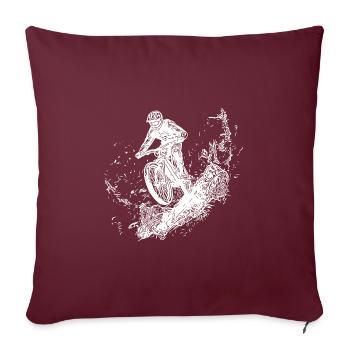 Pluie, Cycliste, Boue, Forêt, Descente - Housse de coussin décorative 45 x 45 cm - bordeaux - Devant