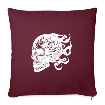 Rire Brûlant Sourire Tatouage Crâne - Housse de coussin décorative 45 x 45 cm - bordeaux - Devant