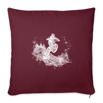 Cycliste VTT Montagne Descente Saut - Housse de coussin décorative 45 x 45 cm - bordeaux - Devant