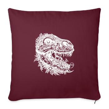 Dinosaure Crâne Squelette Dino Fleurs Tattoo - Housse de coussin décorative 45 x 45 cm - bordeaux - Devant