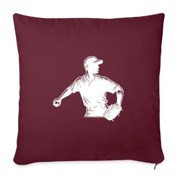 Joueur de baseball avec balle et gant de baseball - Housse de coussin décorative 45 x 45 cm - bordeaux - Devant