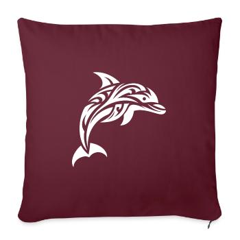 Springender süßer Tattoo Delfin - Sofakissenbezug 45 x 45 cm - Burgunderrot - Vorne