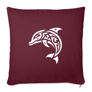 Springender kleiner Baby Tattoo Delfin - Sofakissenbezug 45 x 45 cm - Burgunderrot - Vorne