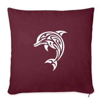 Springender kleiner süsses Baby Delfin Tattoo - Sofakissenbezug 45 x 45 cm - Burgunderrot - Vorne