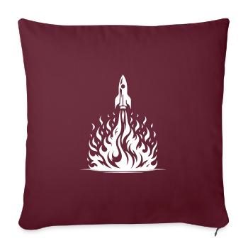 Fusée décollant dans le feu, les flammes, la mer - Housse de coussin décorative 45 x 45 cm - bordeaux - Devant