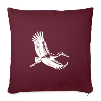 Cigogne volante dans un vol plané élégant - Housse de coussin décorative 45 x 45 cm - bordeaux - Devant