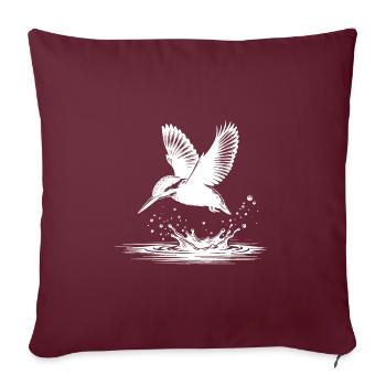 Élégant martin-pêcheur poisson attrapant l’eau éclaboussure - Housse de coussin décorative 45 x 45 cm - bordeaux - Devant