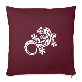 Petit gecko drôle dans le style de tatouage tribal - Housse de coussin décorative 45 x 45 cm - bordeaux - Devant