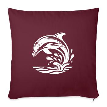 Élégant Saut Tatouage Dauphin - Housse de coussin décorative 45 x 45 cm - bordeaux - Devant