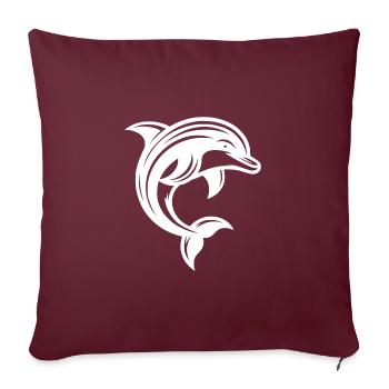 Süsser kleiner niedlicher Tattoo Delfin - Sofakissenbezug 45 x 45 cm - Burgunderrot - Vorne