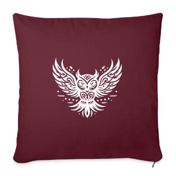 Hibou volant dans le style de tatouage - Housse de coussin décorative 45 x 45 cm - bordeaux - Devant