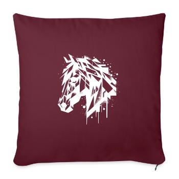 Portrait géométrique de tête de cheval Vintage - Housse de coussin décorative 45 x 45 cm - bordeaux - Devant