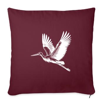 Joli oiseau de cigogne volante - Housse de coussin décorative 45 x 45 cm - bordeaux - Devant
