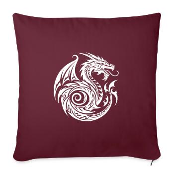 Dragon de tatouage tribal sauvage avec des ailes - Housse de coussin décorative 45 x 45 cm - bordeaux - Devant
