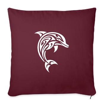Élégant Jumping Tattoo Grand dauphin - Housse de coussin décorative 45 x 45 cm - bordeaux - Devant