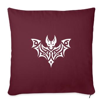 Tatouage de chauve-souris de style tribal effrayant - Housse de coussin décorative 45 x 45 cm - bordeaux - Devant
