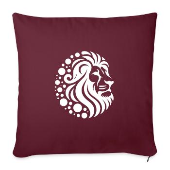 Stolzer Löwenkopf mit wilder Mähne - Sofakissenbezug 45 x 45 cm - Burgunderrot - Vorne