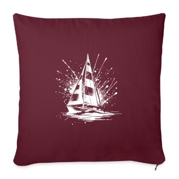 Segelboot mit Wellengang Splash Optik - Sofakissenbezug 45 x 45 cm - Burgunderrot - Vorne