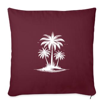 Plage tropicale avec palmiers - Housse de coussin décorative 45 x 45 cm - bordeaux - Devant