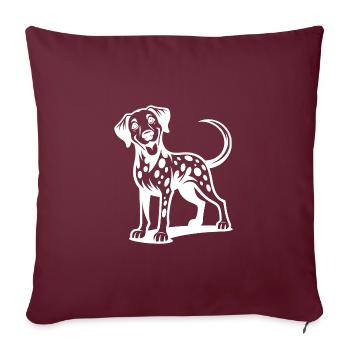 Chien dalmatien câlin Drôle d’ami à quatre pattes - Housse de coussin décorative 45 x 45 cm - bordeaux - Devant