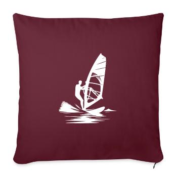 Journées à la plage, planche de surf, surfeurs, vacances et vent - Housse de coussin décorative 45 x 45 cm - bordeaux - Devant