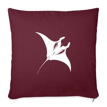 Elégante raie manta géante en vol sous-marin - Housse de coussin décorative 45 x 45 cm - bordeaux - Devant