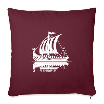 Bateau-dragon Viking solide avec voile - Housse de coussin décorative 45 x 45 cm - bordeaux - Devant