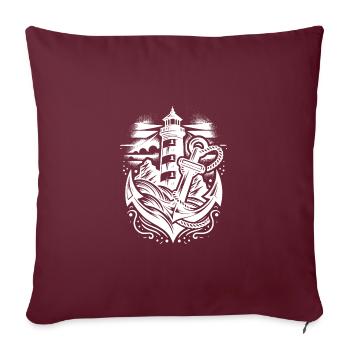 Phare rougeoyant sur la côte avec ancre - Housse de coussin décorative 45 x 45 cm - bordeaux - Devant