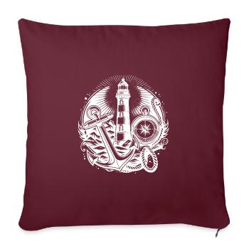 Phare côtier avec boussole, ancre et feu - Housse de coussin décorative 45 x 45 cm - bordeaux - Devant