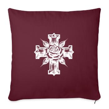 Rose avec des épines sur une croix - Housse de coussin décorative 45 x 45 cm - bordeaux - Devant