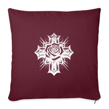 Croix vintage avec rose et feuilles - Housse de coussin décorative 45 x 45 cm - bordeaux - Devant
