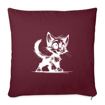 Lächelndes Katzen Stubentiger Kinder Zeichnung - Sofakissenbezug 45 x 45 cm - Burgunderrot - Vorne